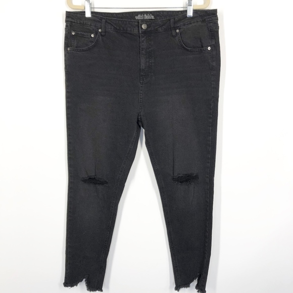 wild fable Denim - Wild Fable High Rise Skinny Black Ripped Jeans 18